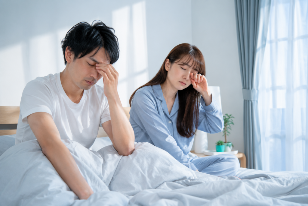 眠い男女のイメージイラスト