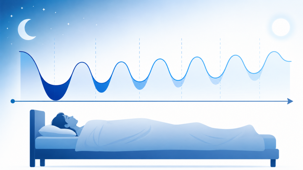 レム睡眠とノンレム睡眠のサイクルイメージのイラスト